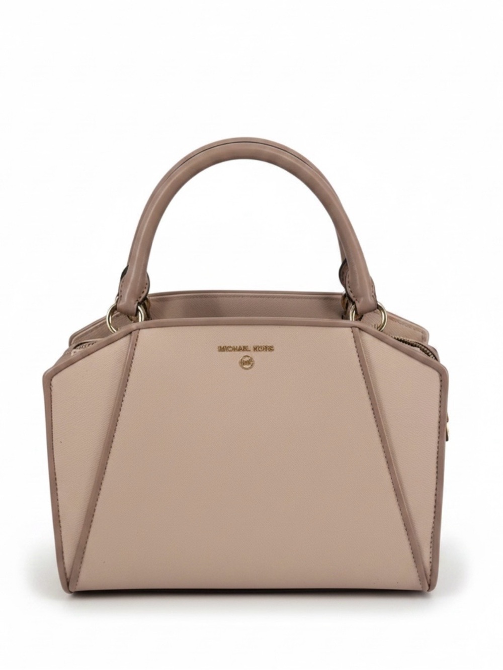Michael Kors Cleo Saffiano Leather Medium Satchel Handbag Purse, Soft Pink